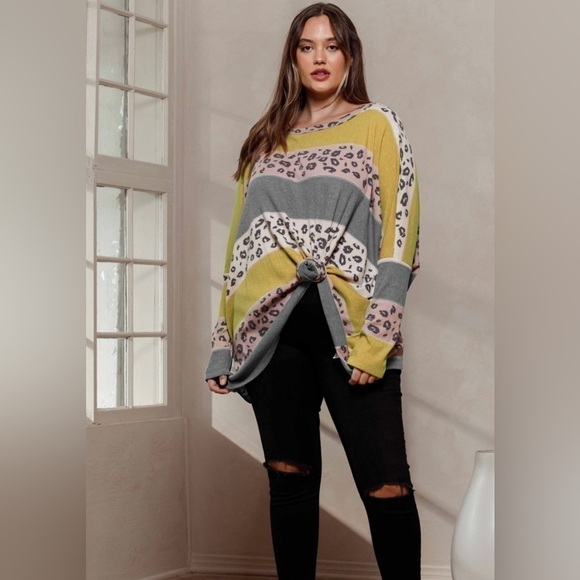 SALE!! Ms Diva Plus! Lime… Gray… Leopard Top - Picture 2 of 3